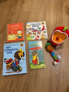 Red Apple Plush Toy Seat with Orange Lining and Carrot Rattle - Kids Toys